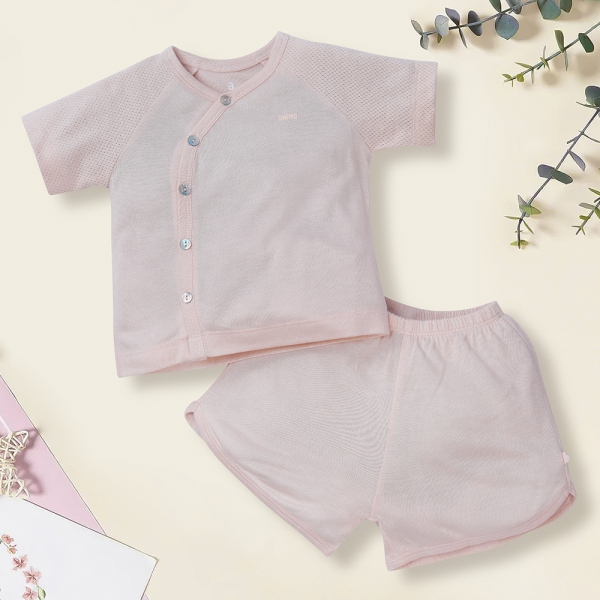 Bộ sơ sinh tính năng ngắn, vải lưới Animo I0322020 (6-9M,Cam)