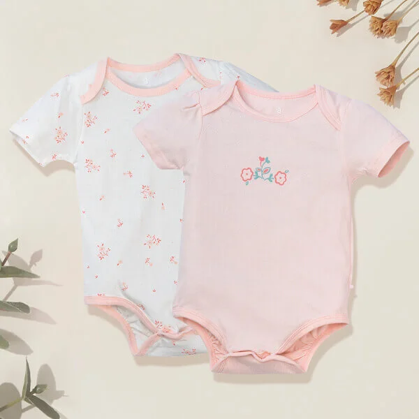 Set 2 bodysuit tam giác Ht hoa Animo M522002-17 (9-12M,hồng)