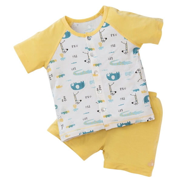 Bộ ss tính năng ngắn, vải modal Bst Thiên nga Animo BMC822071 (6-9M,Vàng)