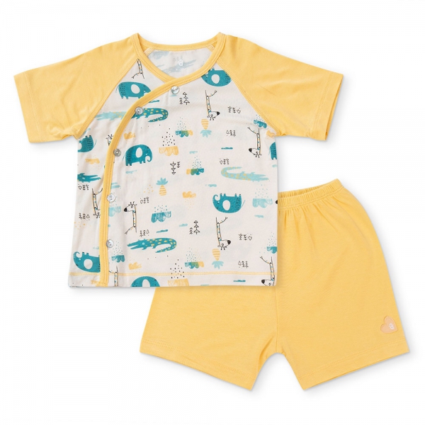 Bộ ss tính năng ngắn, vải modal Bst Thiên nga Animo BMC822074 (3-6M,Vàng)