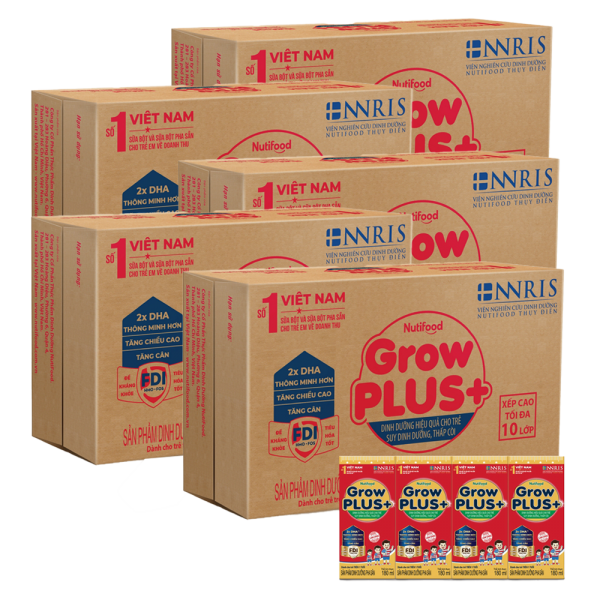 Combo 5 thùng Sữa GrowPLUS+ Hộp 180ml (lốc 4 hộp)