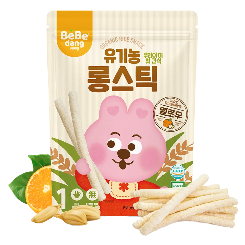 Bánh Gạo Lứt Hữu Cơ Bebedang Hình Que Dài Vị Quýt & Gạo Lứt