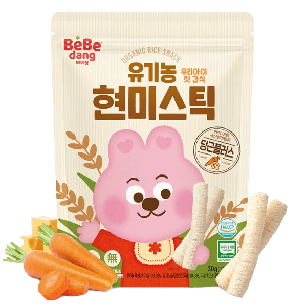 Bánh Gạo Lứt Hữu Cơ Bebedang Hình Que Vị Cà Rốt