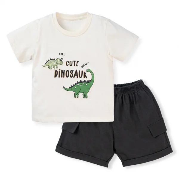 Bộ bé trai ngắn BST Khủng Long Animo HN623013 (6M-6Y,Trắng)