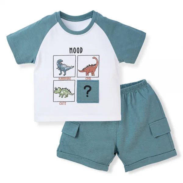 Bộ bé trai ngắn BST Khủng Long Animo HN623012 (6M-6Y,Xanh)