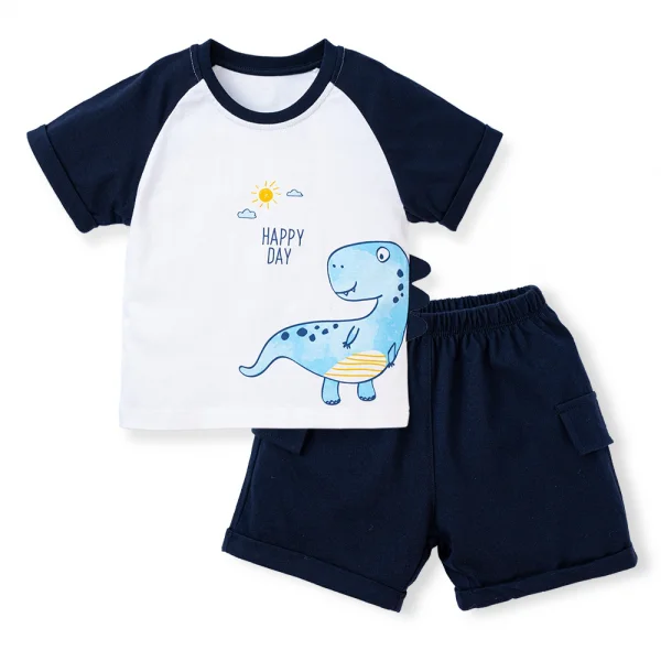 Bộ bé trai ngắn BST Khủng Long Animo HN623011 (6M-6Y,Xanh Navy)