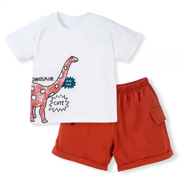 Bộ bé trai ngắn BST Khủng Long Animo HN623015 (6M-6Y,Trắng)