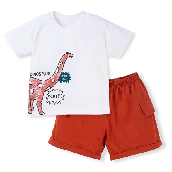 Bộ bé trai ngắn BST Khủng Long Animo HN623015 (6M-6Y,Trắng)