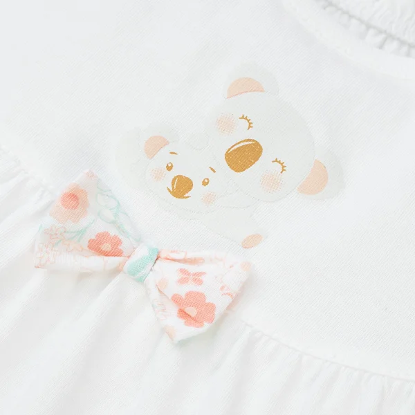 Bộ bé gái ngắn Gấu Koala Animo TQ523032 (6M-6Y,Trắng phối hoa)