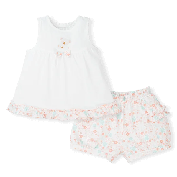 Bộ bé gái ngắn Gấu Koala Animo TQ523032 (6M-6Y,Trắng phối hoa)