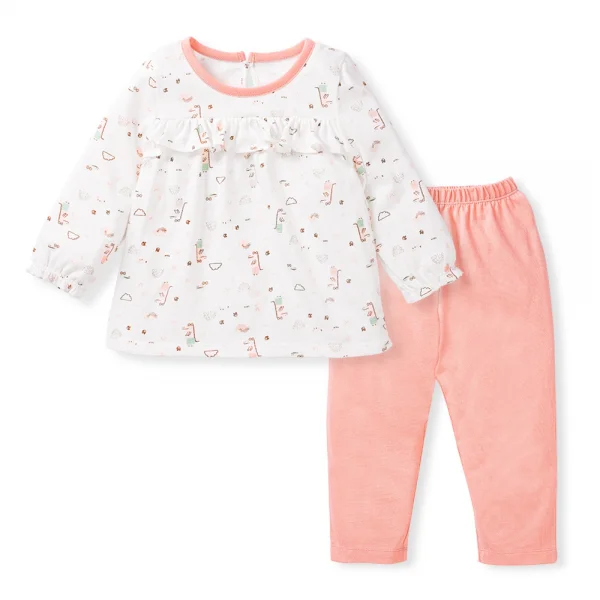 Bộ bé gái dài BST Sấu Dâu Tây Animo HS523022 (6M-6Y,Trắng họa tiết)