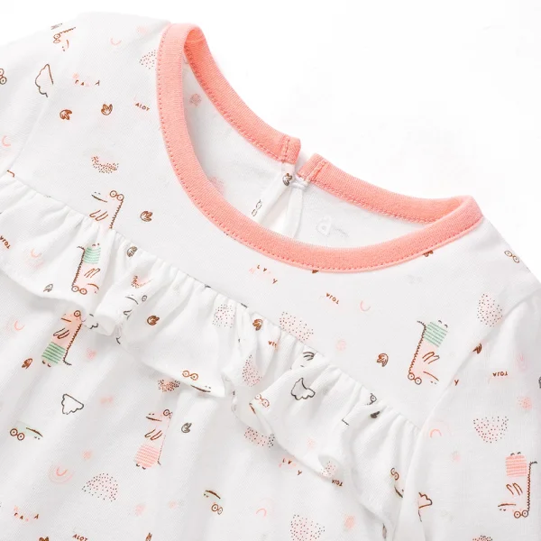 Bộ bé gái dài BST Sấu Dâu Tây Animo HS523022 (6M-6Y,Trắng họa tiết)