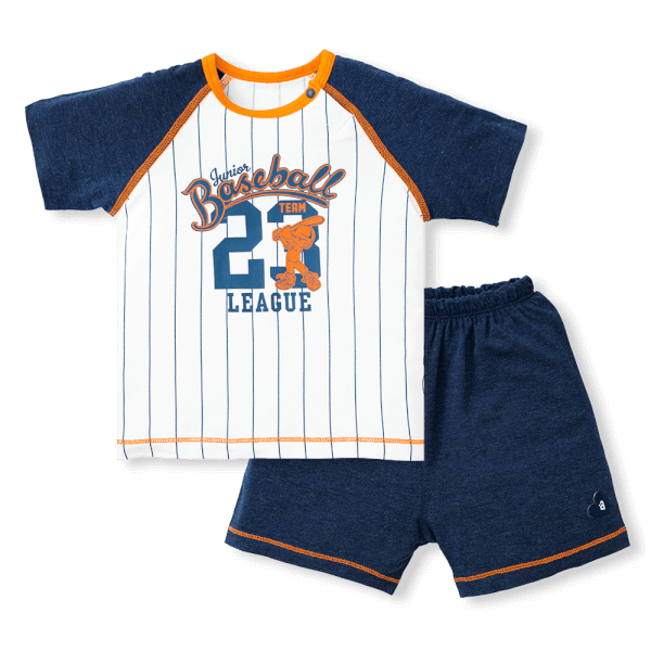 Bộ tính năng ngắn, vải sợi sồi BST Bóng chày Animo BMC123109 (3-24M,Xanh đen)