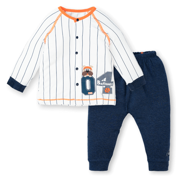 Bộ tính năng dài, vải sợi sồi BST Bóng chày Animo BMC123089 (0-24M,Xanh đen)