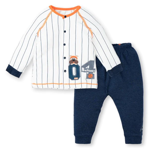 Bộ tính năng dài, vải sợi sồi BST Bóng chày Animo BMC123089 (0-24M,Xanh đen)