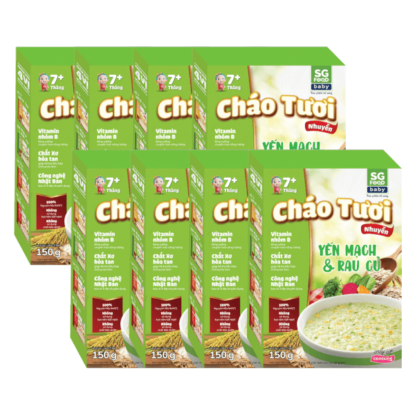 Combo 8 Cháo tươi trẻ em SG Food vị Yến mạch & Rau củ (150g)