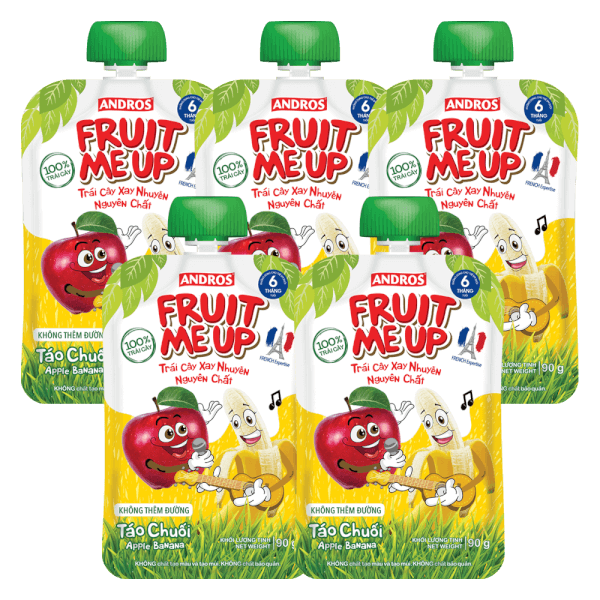 Combo 5 Trái Cây Xay Nhuyễn Nguyên Chất Fruit Me Up Táo Chuối