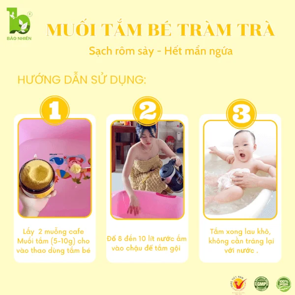 Muối tắm bé tràm trà trị rôm sảy & mẫn ngứa 450g