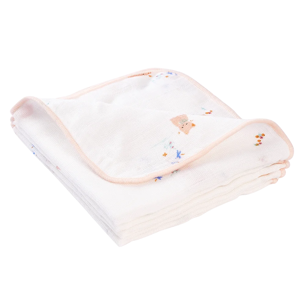 Khăn gạc in hình 4 lớp Cotton Animo T2304_NBA003 (25x28cm,5 cái) (giao màu ngẫu nhiên)