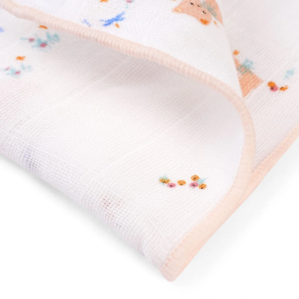 Khăn gạc in hình 4 lớp Cotton Animo T2304_NBA003 (25x28cm,5 cái) (giao màu ngẫu nhiên)
