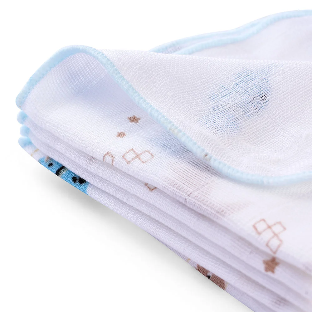 Khăn gạc in hình 4 lớp Cotton Animo T2304_NBA003 (25x28cm,5 cái) (giao màu ngẫu nhiên)