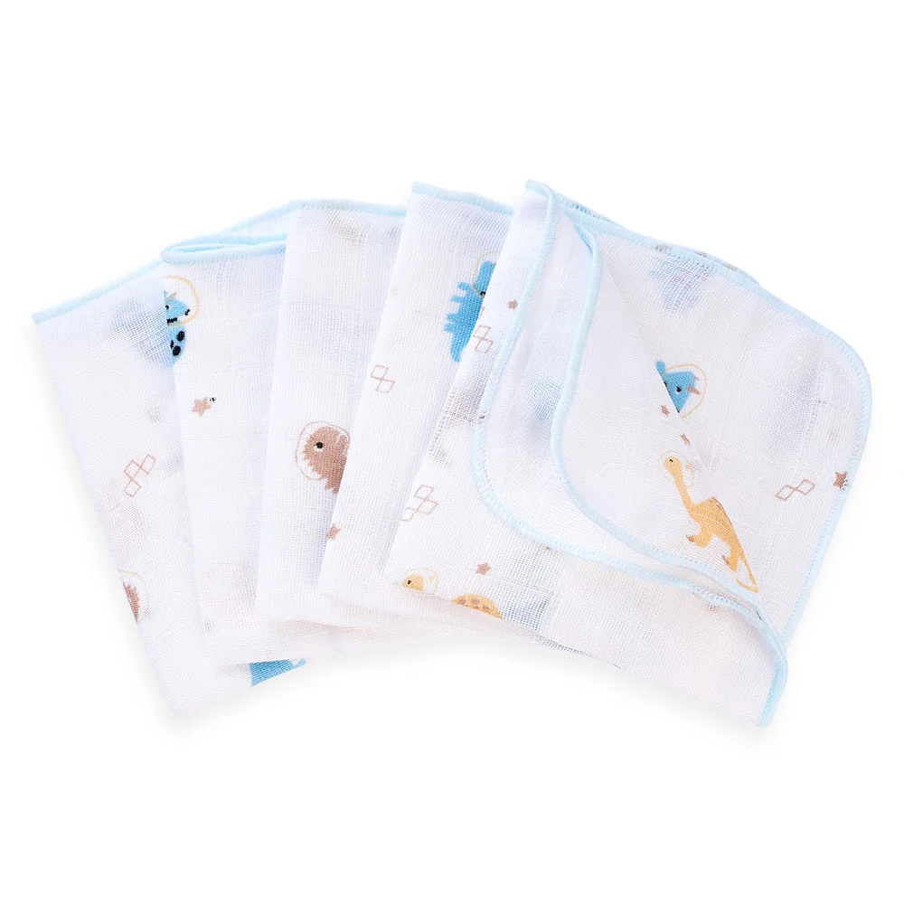 Khăn gạc in hình 4 lớp Cotton Animo T2304_NBA003 (25x28cm,5 cái) (giao màu ngẫu nhiên)