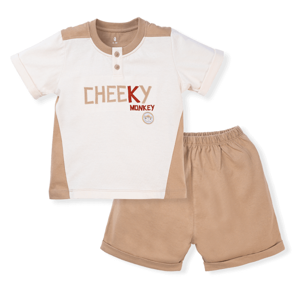 Bộ bé trai ngắn BST Khỉ Kháu Khỉnh Animo HN423020 (6M-6Y,Cà phê)