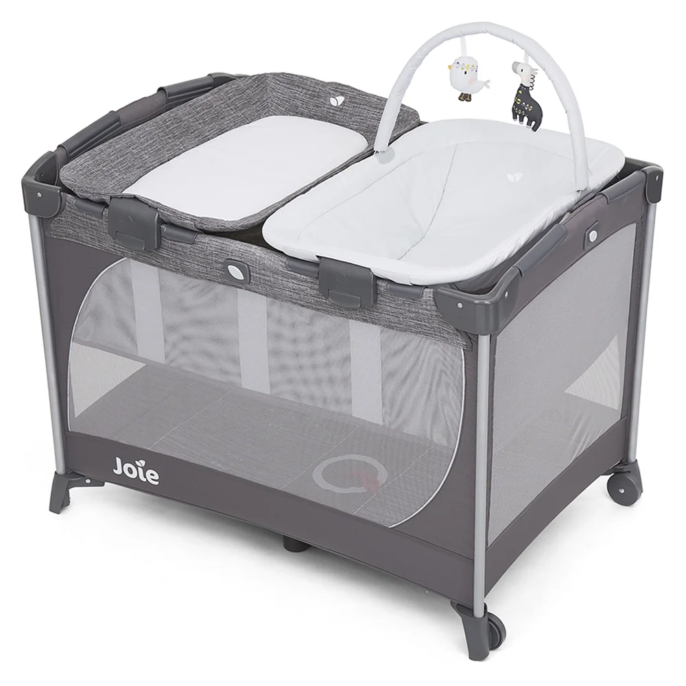 Giường cũi trẻ em Joie Commuter Change & Snooze Linen Gray