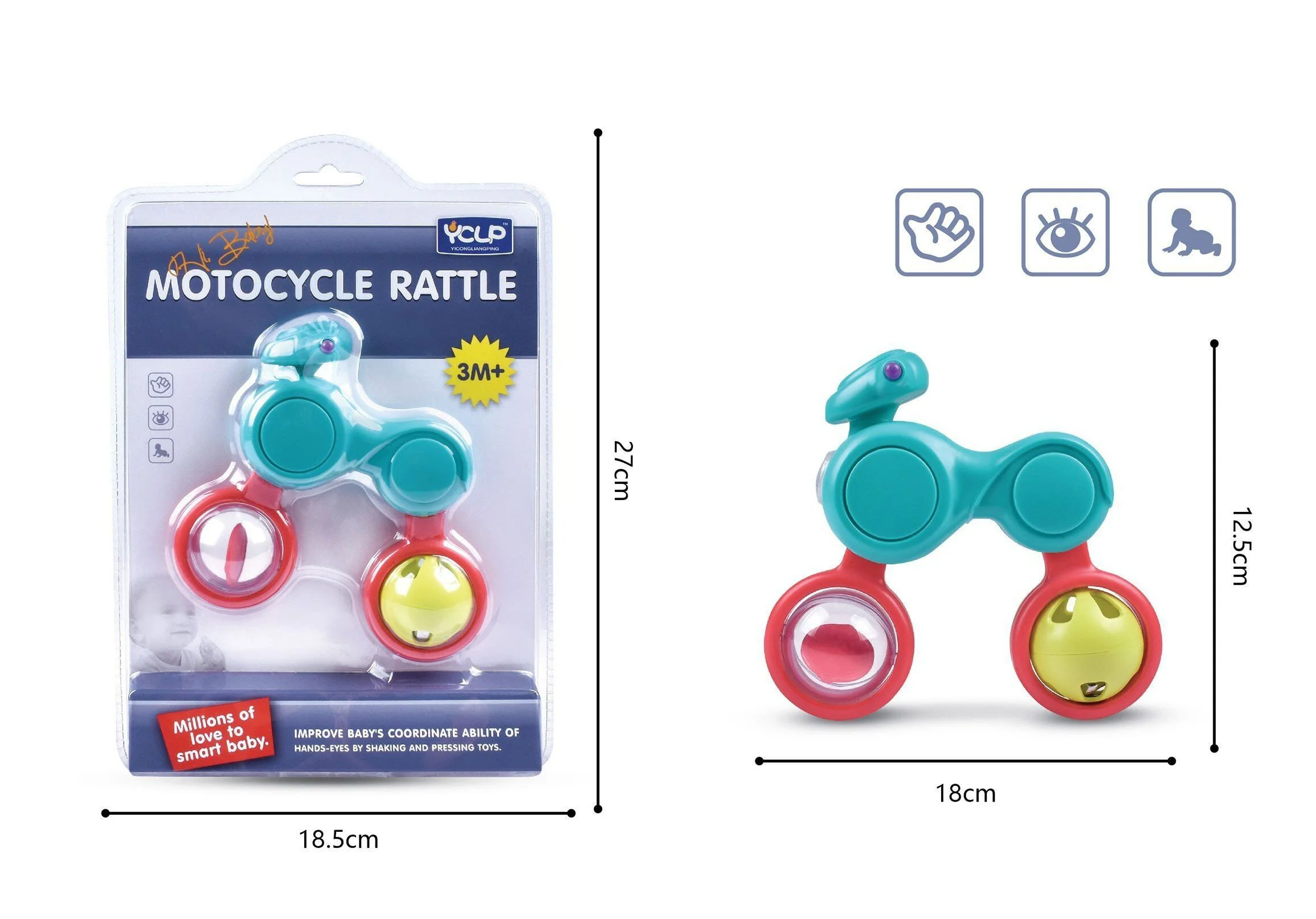 Xúc xắc xe mô tô văn tay cho bé JS049073 (Xanh)