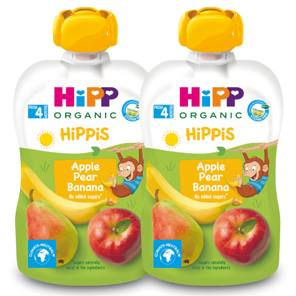 Combo 2 Dinh dưỡng 100% trái cây nghiền hữu cơ HiPPiS Organic (Táo, Lê, Chuối)