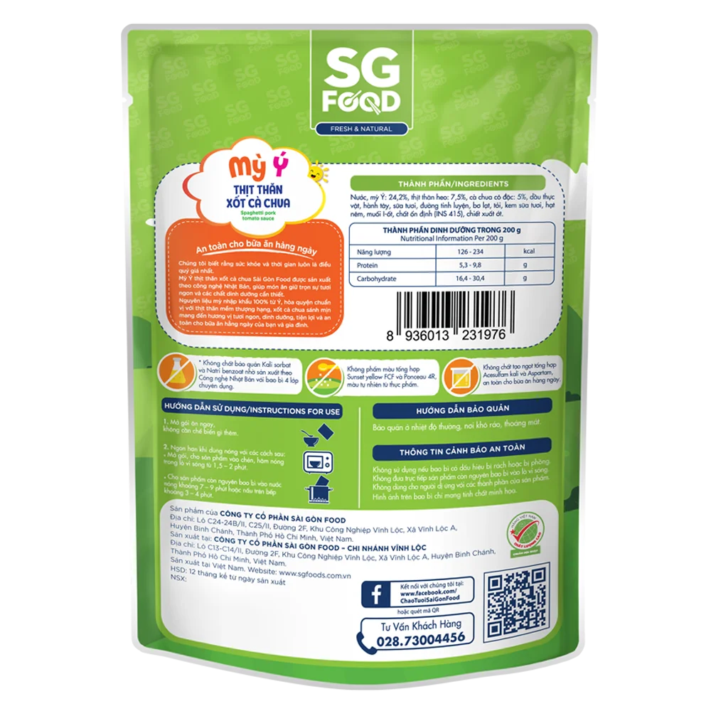 Mỳ Ý thịt thăn xốt cà chua SG Food 200g