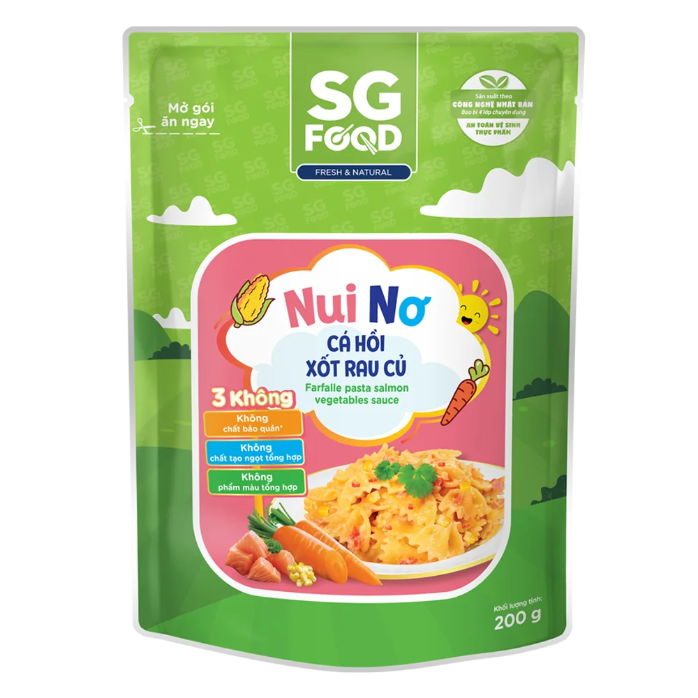 Nui nơ cá hồi xốt rau củ SG Food 200g