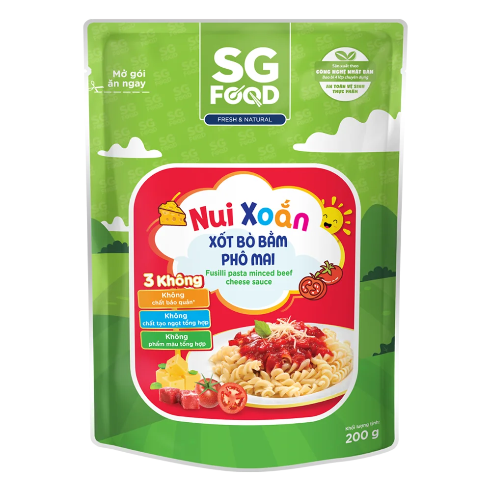 Nui xoắn xốt bò bằm phô mai SG Food 200g