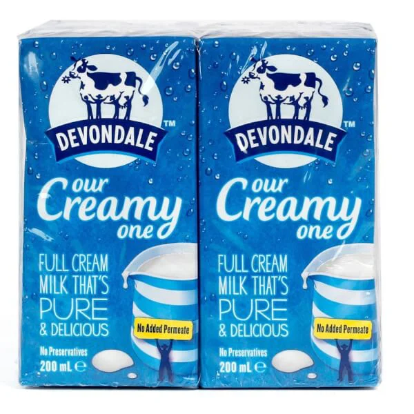 Combo 2 Sữa tươi nguyên chất tiệt trùng DEVONDALE MILK (DEVONDALE FULL CREAM MILK) 200ml - Lốc 6 hộp