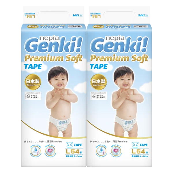 Combo 2 gói Bỉm tã dán Genki size L 54 miếng (9-14kg)