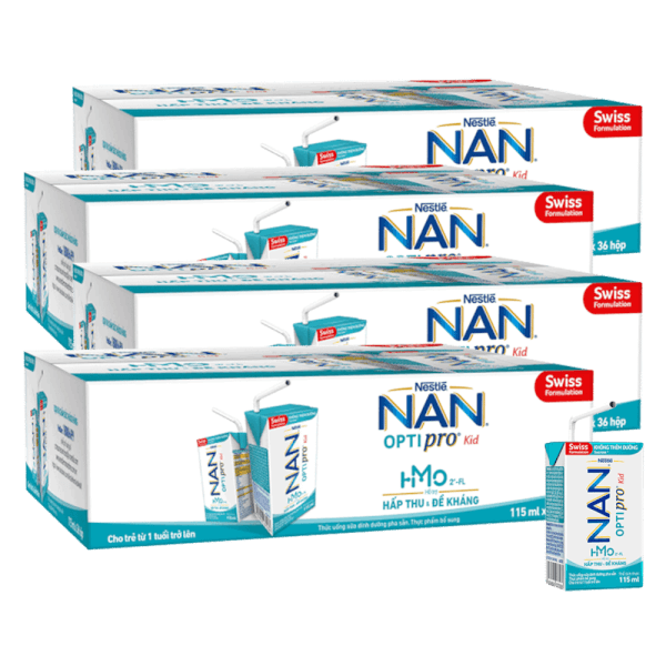 Combo 4 Thùng sữa dinh dưỡng pha sẵn Nestlé NAN OPTIPRO Kid 115ml (lốc 6 hộp)