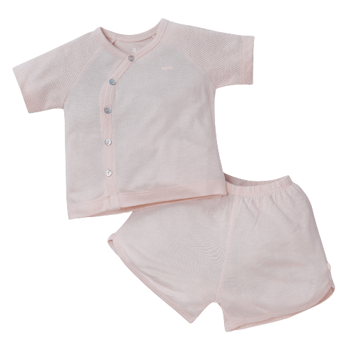 Bộ sơ sinh tính năng ngắn, vải lưới Animo I0322020 (6-9M,Cam)