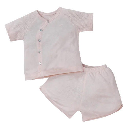 Bộ sơ sinh tính năng ngắn, vải lưới Animo I0322020 (0-12M,Cam)