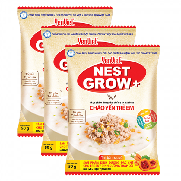 Combo 3 Cháo Yến Trẻ Em YenViet Nest Grow - Thịt Bằm Rau Củ 50g