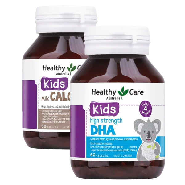 Combo 1 Viên uống bổ sung DHA cho bé Healthy Care và 1 Healthy Care Kids Milk Calcium