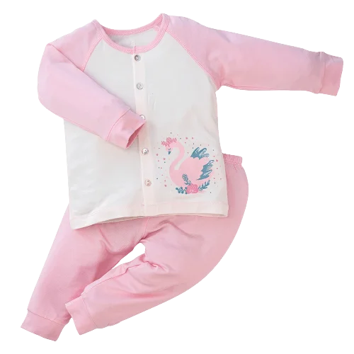 Bộ sơ sinh tính năng dài, vải modal BST Thiên Nga Animo BMC822076 (3-6M,Hồng)