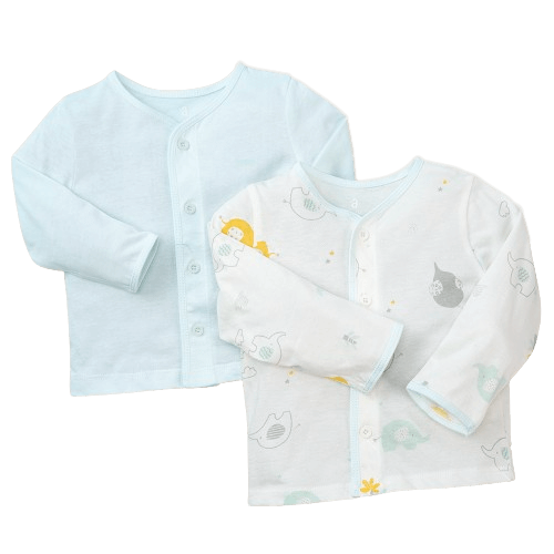 Cặp áo sơ sinh cài giữa tay ngắn Animo DT622010 (NB-12M,Xanh ngọc_Trắng)