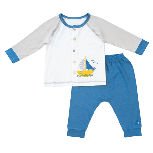 Bộ sơ sinh tính năng dài, vải modal Bst Thiên nga Animo BMC822078 (6-9M,Xanh)