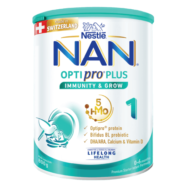 Sữa Nan Optipro PLUS 1 800g, với 5HMO, sản xuất tại Thụy Sỹ (0-6 tháng)