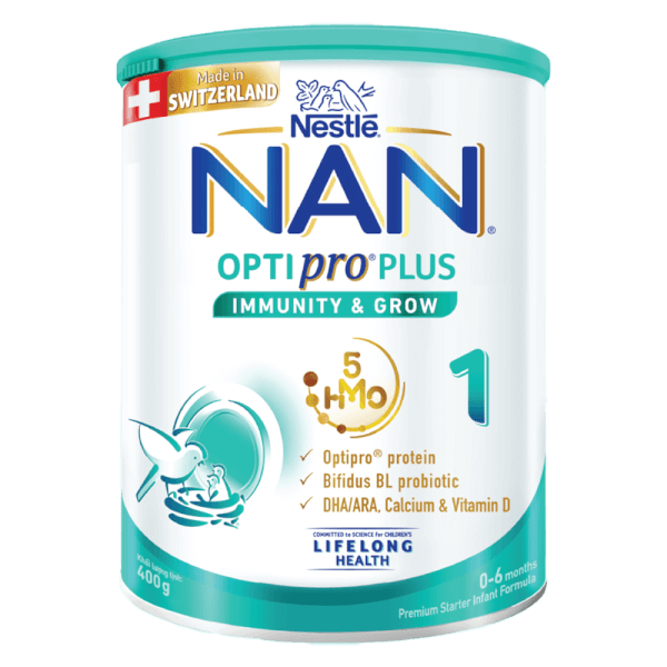 Sữa Nan Optipro PLUS 1 400g, với 5HMO, sản xuất tại Thụy Sỹ (0-6 tháng)