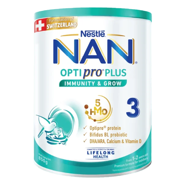 Sữa Nan Optipro PLUS 3 850g, với 5HMO, công thức từ Thụy Sĩ (1-2 tuổi)
