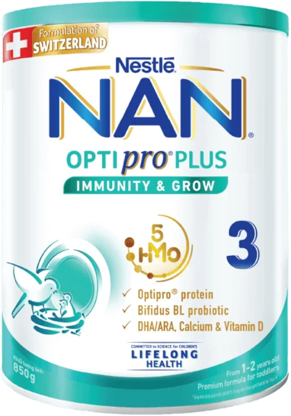 Sữa Nan Optipro PLUS 3 850g, với 5HMO, công thức từ Thụy Sĩ (1-2 tuổi)
