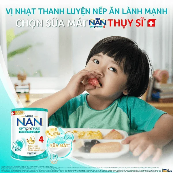 Sữa Nan Optipro PLUS 4 850g, với 5HMO, công thức từ Thụy Sĩ (2-6 tuổi)