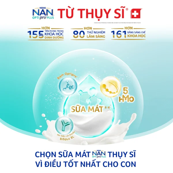 Sữa Nan Optipro PLUS 4 850g, với 5HMO, công thức từ Thụy Sĩ (2-6 tuổi)