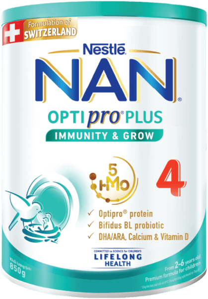 Combo 4 Sữa Nan Optipro PLUS 4 850g, với 5HMO, công thức từ Thụy Sĩ (2-6 tuổi)